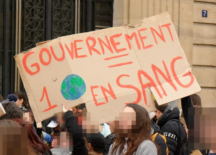 Pancarte « GOUVERNEMENT = 1 EN SANG », Belfort (90), 15 mars 2019