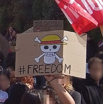 Pancarte « #FREEDOM », Aix-en-Provence (13), 17 octobre 2026