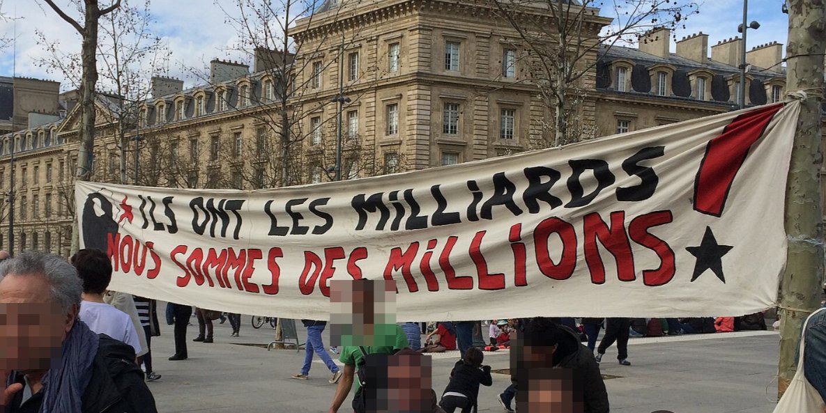 Pancarte « ILS ONT LES MILLIARDS NOUS SOMMES DES MILLIONS », Paris (75), 3 avril 2016