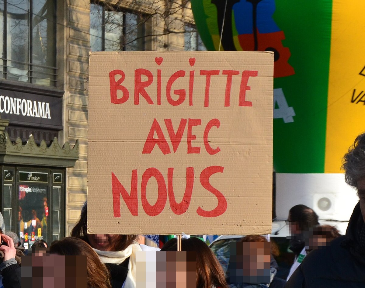 Pancarte « BRIGITTE AVEC NOUS », Paris (75), 24 janvier 2020