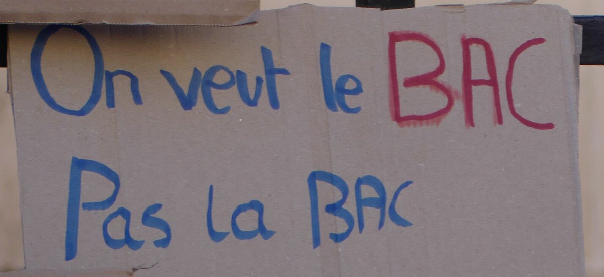 Pancarte « On veut le BAC Pas la BAC », Belfort (90), 6 octobre 2026
