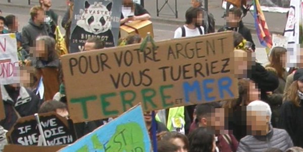 Pancarte « POUR VOTRE ARGENT VOUS TUERIEZ TERRE ET MER », Toulouse (31), 15 mars 2019