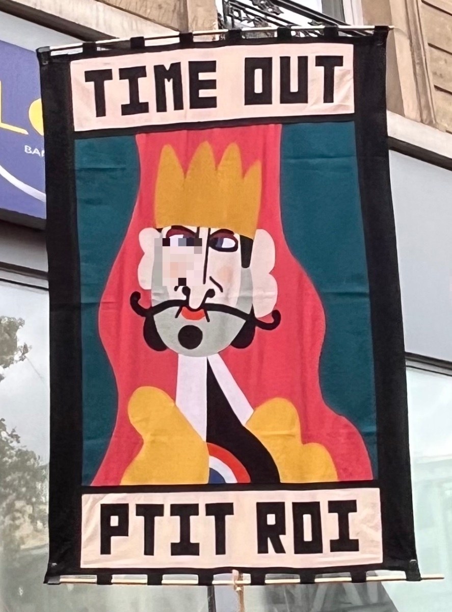 Pancarte « Time Out P’tit Roi », Paris (75), 17 octobre 2026