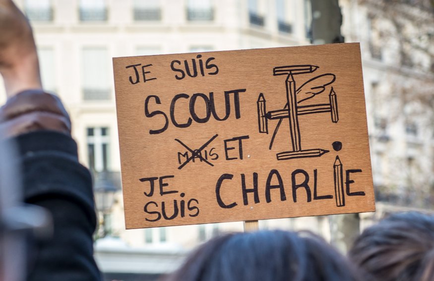 Pancarte « JE SUIS SCOUT ET JE SUIS CHARLIE », Paris (75), 11 janvier 2015