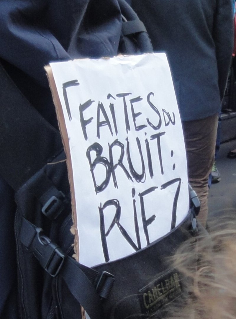 Pancarte « FAÎTES DU BRUIT: RIEZ », Paris (75), 11 janvier 2015