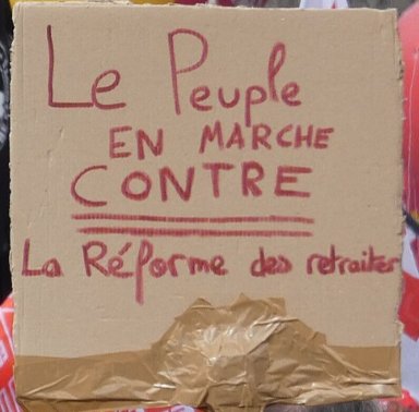 Pancarte « Le Peuple EN MARCHE CONTRE La Réforme des retraites », Paris (75), 23 mars 2023