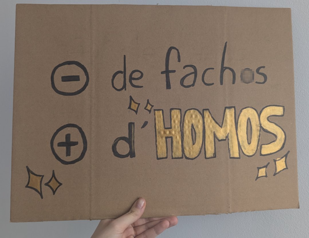 Pancarte « - de fachos + d'homos », Lyon (69), 10 octobre 2026